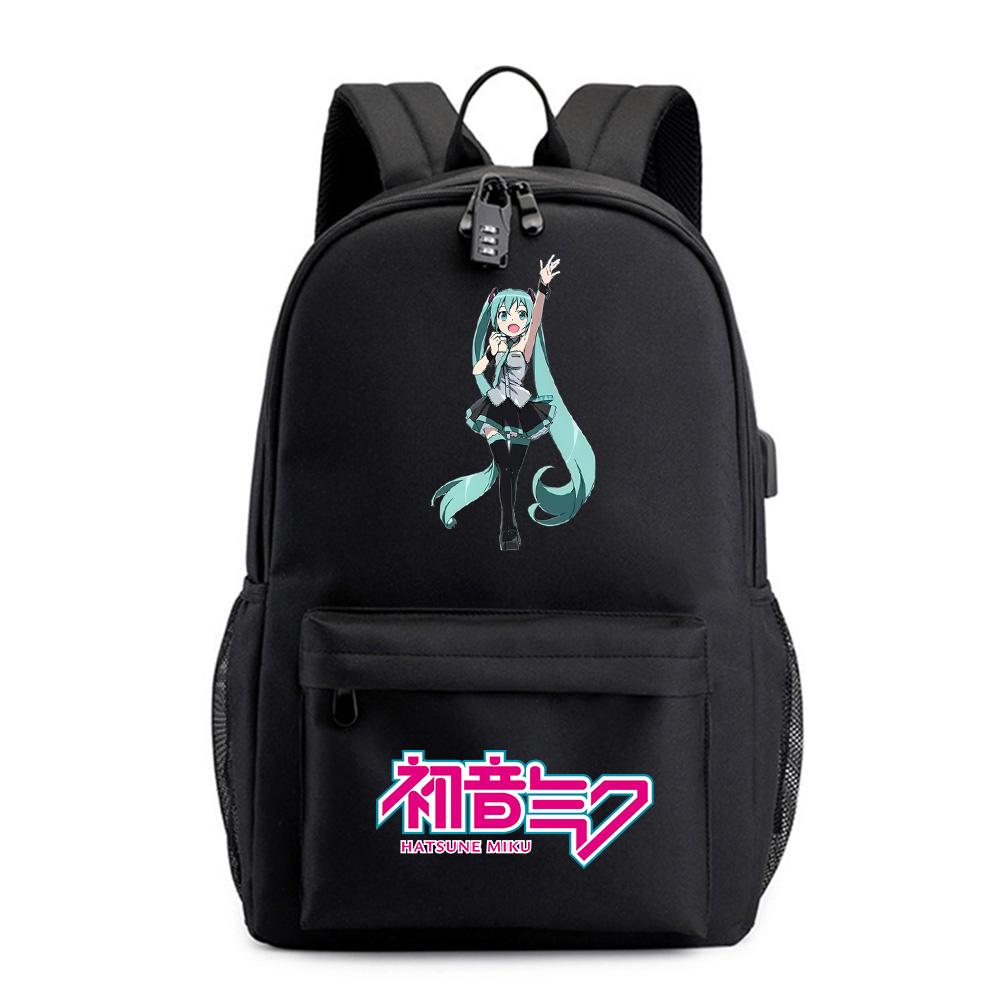 Anime Tegneserie Hatsune Miku Trykt Ryggsekk for Tenåring Student Skoleveske Kvinner Stor Kapasitet Vanntett Reisesekk Gave
