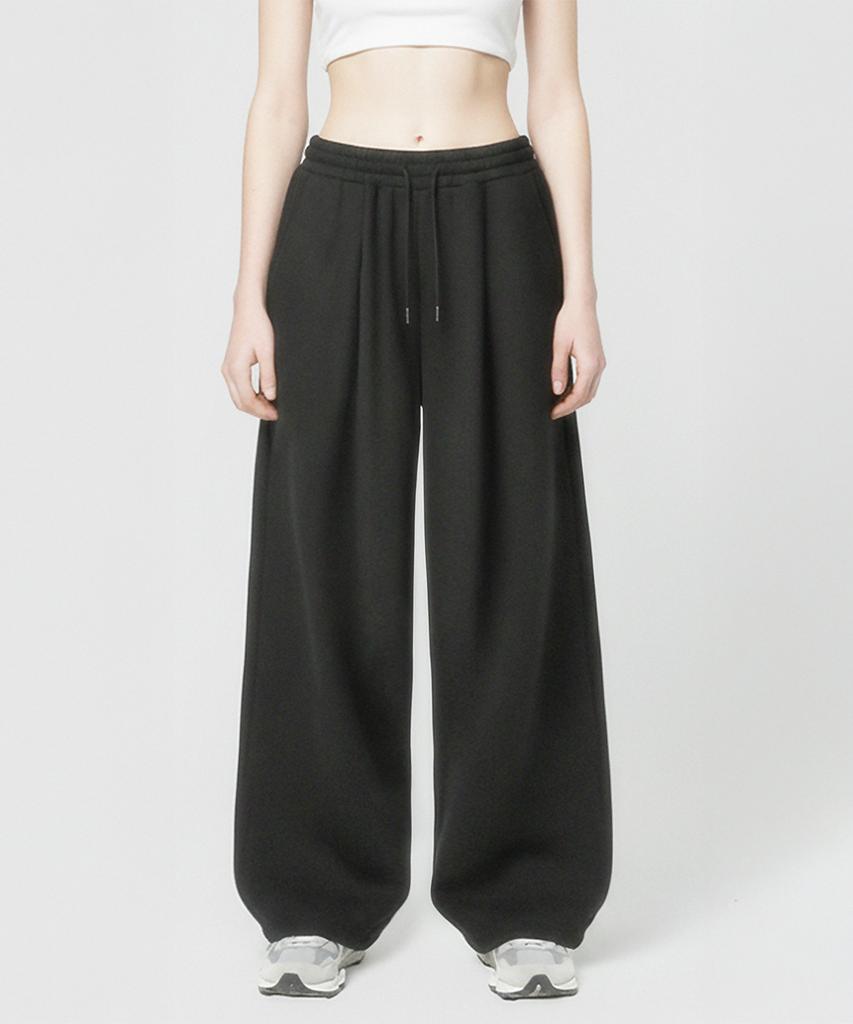 Prinoar [Set] String Overfit Two-Way Zip-Up Hoodie + Single-Pleat String Pants - Black