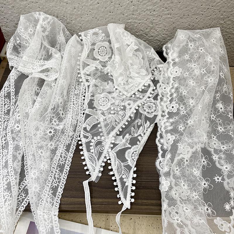 Triangle Lace Face Hair Head Wrap Scarf Women Accessories Neck Decoration Neckwear Handkerchief Headband Shawl Scarves White