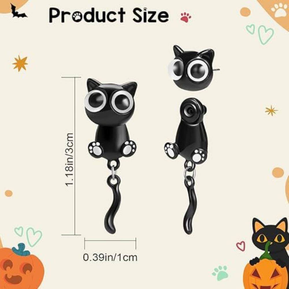 Sweet Black Cat Ear Studs Simple Cartoon Earrings Accessories Black Cat Earrings  Jewelry Gifts