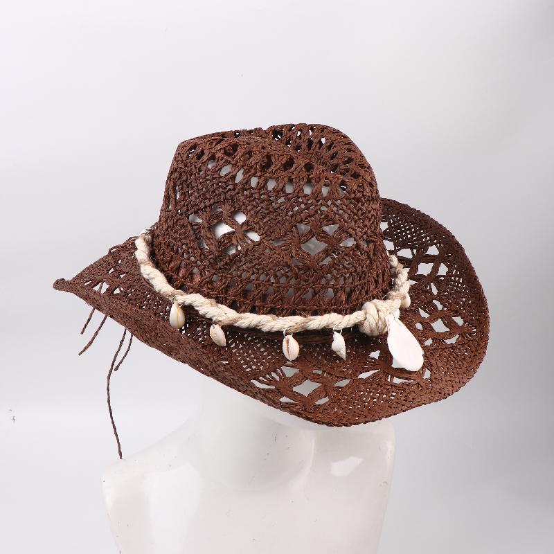 Vintage Western Cowboy Sun Hat Men Women Straw Hat Outdoor Travel Ethnic Style Gift Uv Protection Cap Chapeau Beach Hat