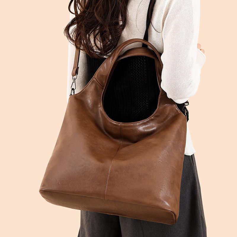 Vintage Women's Tote Bag Large Capacity Shoulder Crossbody Bag Commuter Underarm Bag