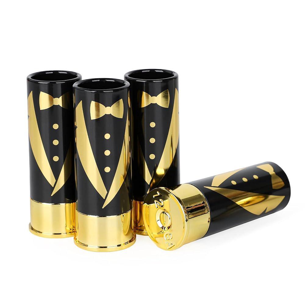 Plastové panákové sklenice ve tvaru brokovnicových nábojnic pro muže, Sklenice na pití pro lov, střelectví, Barové sklenice jako dárek, Ráže 12, 4 ks/sada