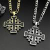 Křesťanský černý smaltovaný jeruzalémský kříž přívěsek náhrdelník pro muže nerezová ocel zlatá barva Hip Hop řetízek amulet šperky dárek