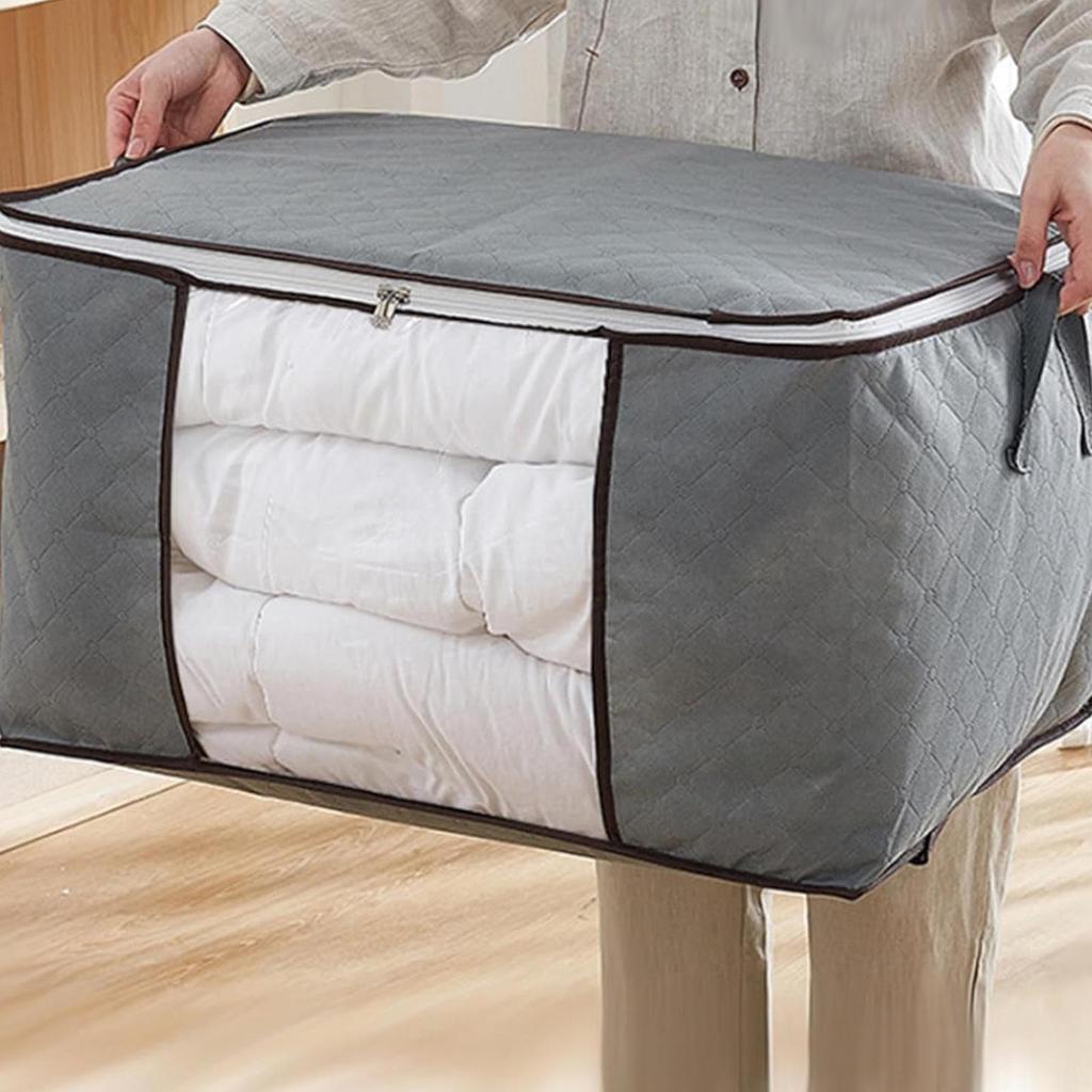 Comforter Blanket Storage Bags With Clear Window Sturdy Handles Storage Bag For Blankets, Quilts, Bedding, Pillows 60x40x35cm