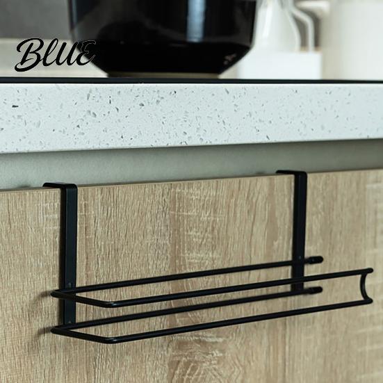 Metal Kitchen Gadget Storage Hanging Paper Towel Rack Drill-Free Organizer Space Saving Cabinet Door Rack for under Adhesive Wrap And Foil Organizer