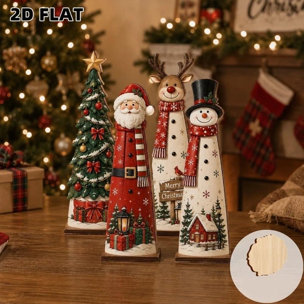 2D Flat Santa Tabletop Ornament Separate Base Reindeer Christmas Sign Window Display