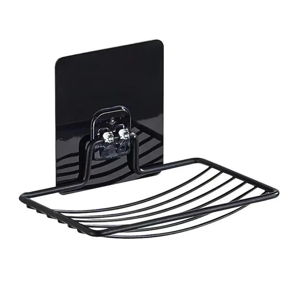 1PC  Punch-free Nail-free Bathroom Single Layer Drain Wall Hanging Sucker Soap Box Light Luxury Shelf Stainless Steel Soap Rack