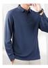 [New Year's Clothing Cashmere/mulberry Silk] Autumn and Winter Collar Long Sleeved T-shirt Men's Polo Warm Knit Sweater
