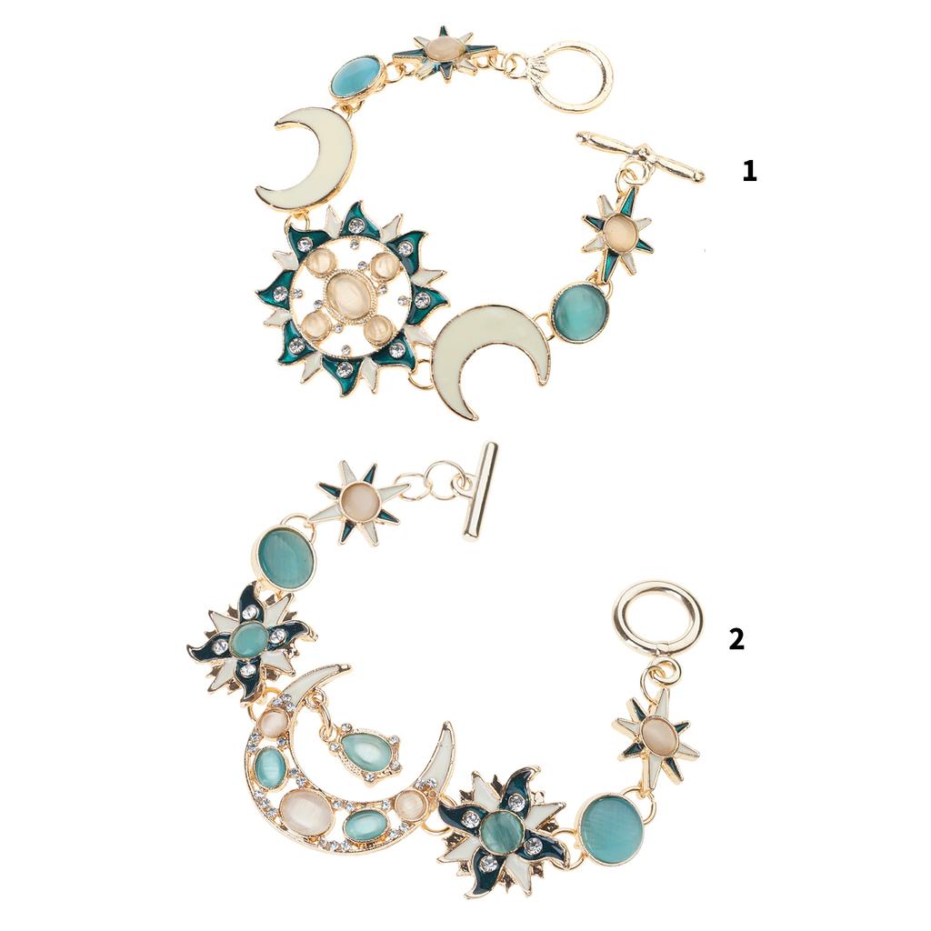 Elegant Sun Moon Star Shape Bracelet Featuring Natural Rhinestones Opal in Bohemian Style for Daily Wear Dates Parties