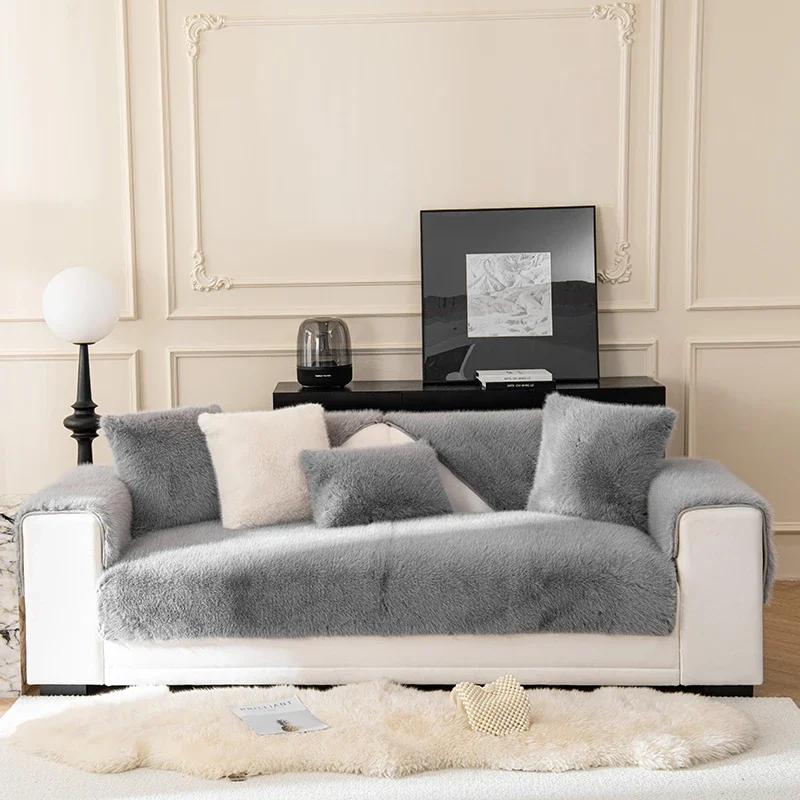Nerz Samt Sofabezüge für Wohnzimmer Warme Verdickte Sofapolster Anti-Rutsch Bezüge für Sofa Winterdecke Couchkissen für Zuhause pillowcase 30x50cm