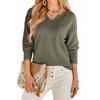 Women's Loose And Comfortable Solid Color Casual Fashion Long Sleeved V-neck Pocket Top