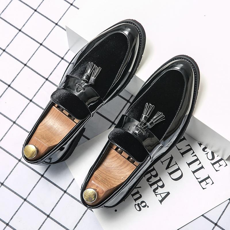 

Four Seasons New Hairstylist Leather Shoes Men s Korean Edition Patent Leather British Business One Pedal Inner Height Increasing Large Size Casual Tr 38