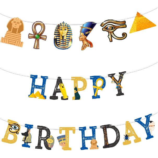 Egypt Birthday Party Banner, Egyptian Happy Birthday Banner, Egyptian Party Decorations, Ancient Egypt Party Decorations, Suit for Cleopatra, King