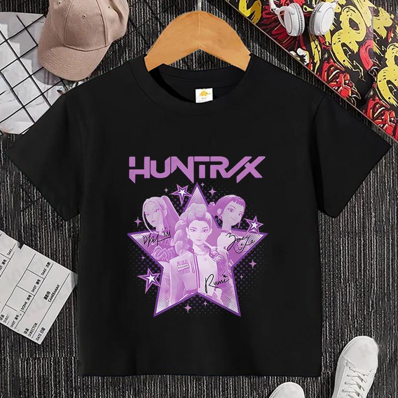 KPop Devil Hunter Cartoon Anime Children's Round Neck Fashion Casual Top Children's T-shirt