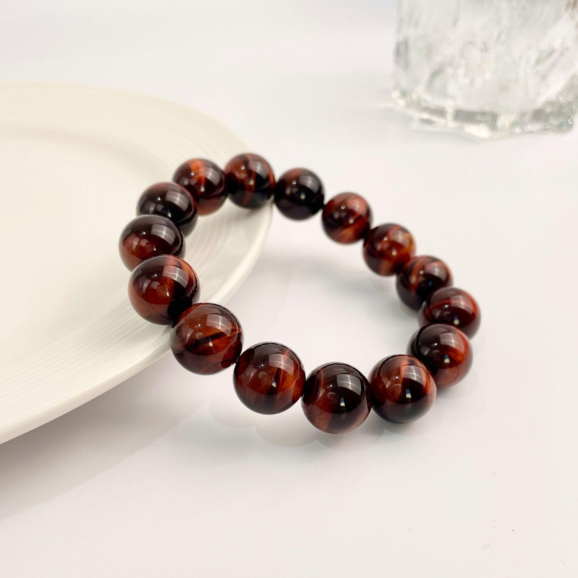 Jing Xi Ji Natural Red Tiger Eye Round Bead Bracelet 8mm