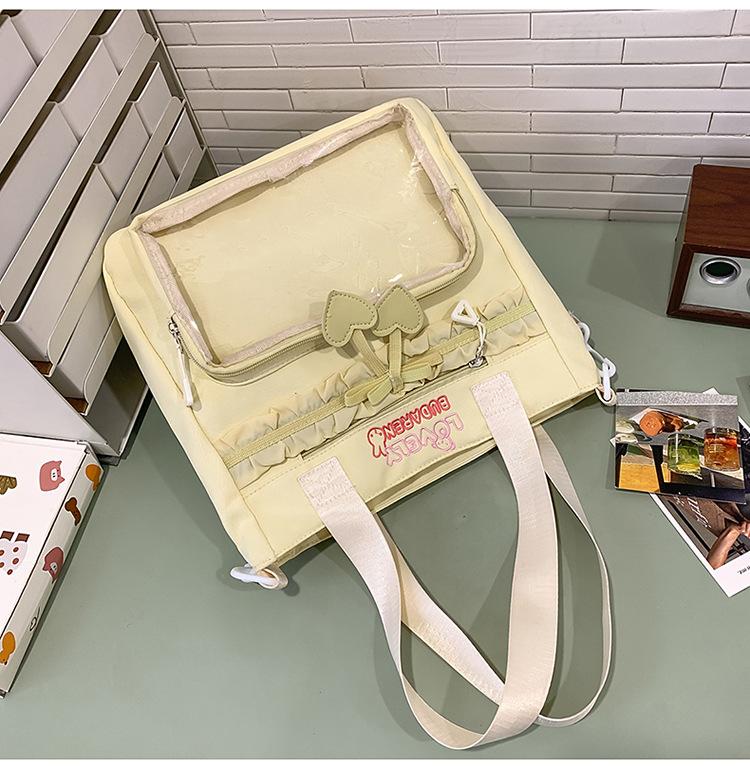 Schoolbag New Ins High Value Korean College Style Primary and Secondary School Students Two-piece Backpack Ballet Style Lace Make-up Bag