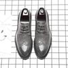 Trendy Shoes Men's Business Dress Casual Leather Shoes Men's Platform Inner Height Increase Brock Carved Pointed Leather Shoes 9701-A