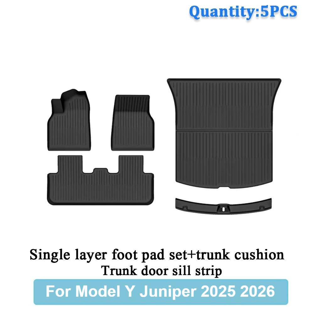 TPE Car Integrated Trunk Liners For Tesla Model Y Juniper 2025 2026 Double Layerd Mats Trunk Door Sill Guard Plate Backrest Mats