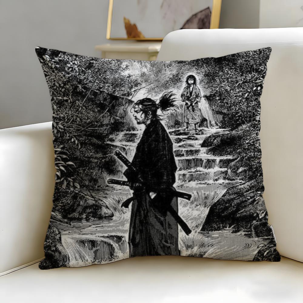 classic manga Vagabond Cushion Cover Soft  EasyWash Pillow Case  Versatile for Couch Bed Travel and Office