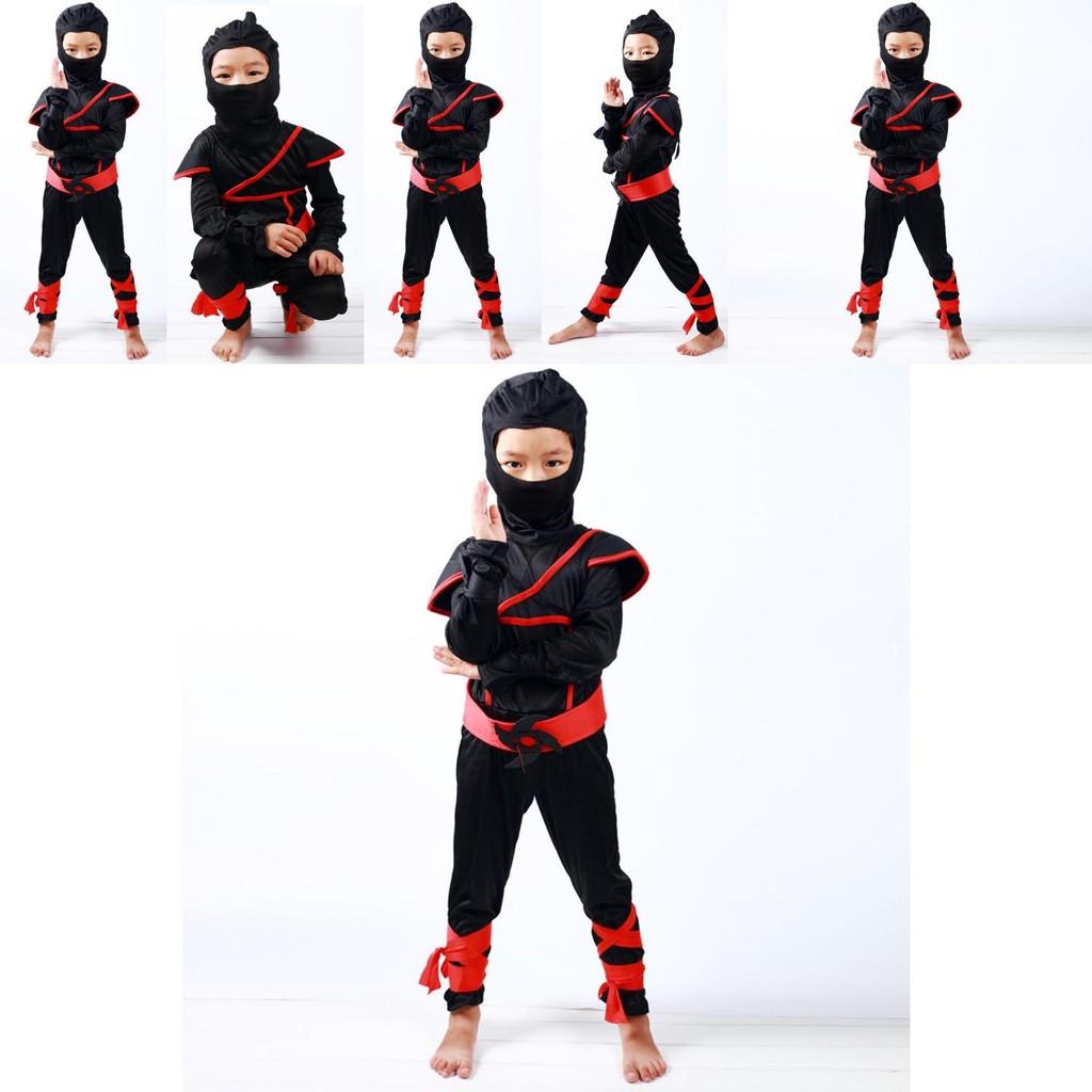 Stunning Boys Kids Ninja Assassin Samurai Warrior Fancy Dress Costume For Halloween