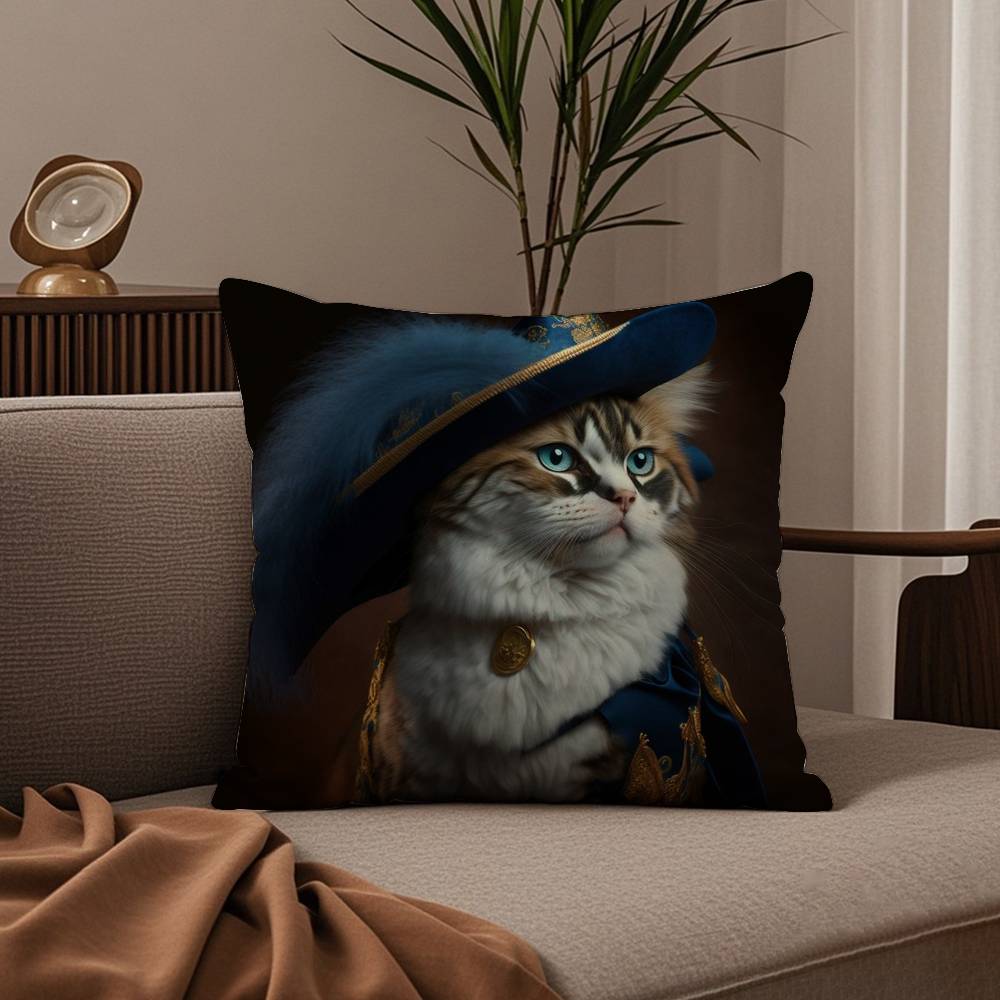Renaissance Royal Cat Pillow Case Good Print Pillowcase Living Room Sofa Cushion Cover Bedroom Room Decor