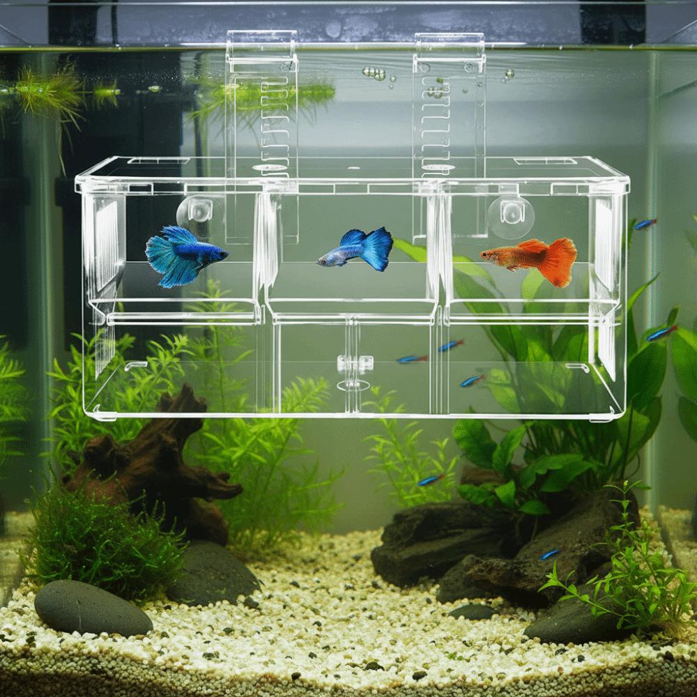 Highly Transparent Fish Breeding Box Acrylic Suspension Aquarium Isolation Box Double Layer Hatching Incubator Guppies Breeding