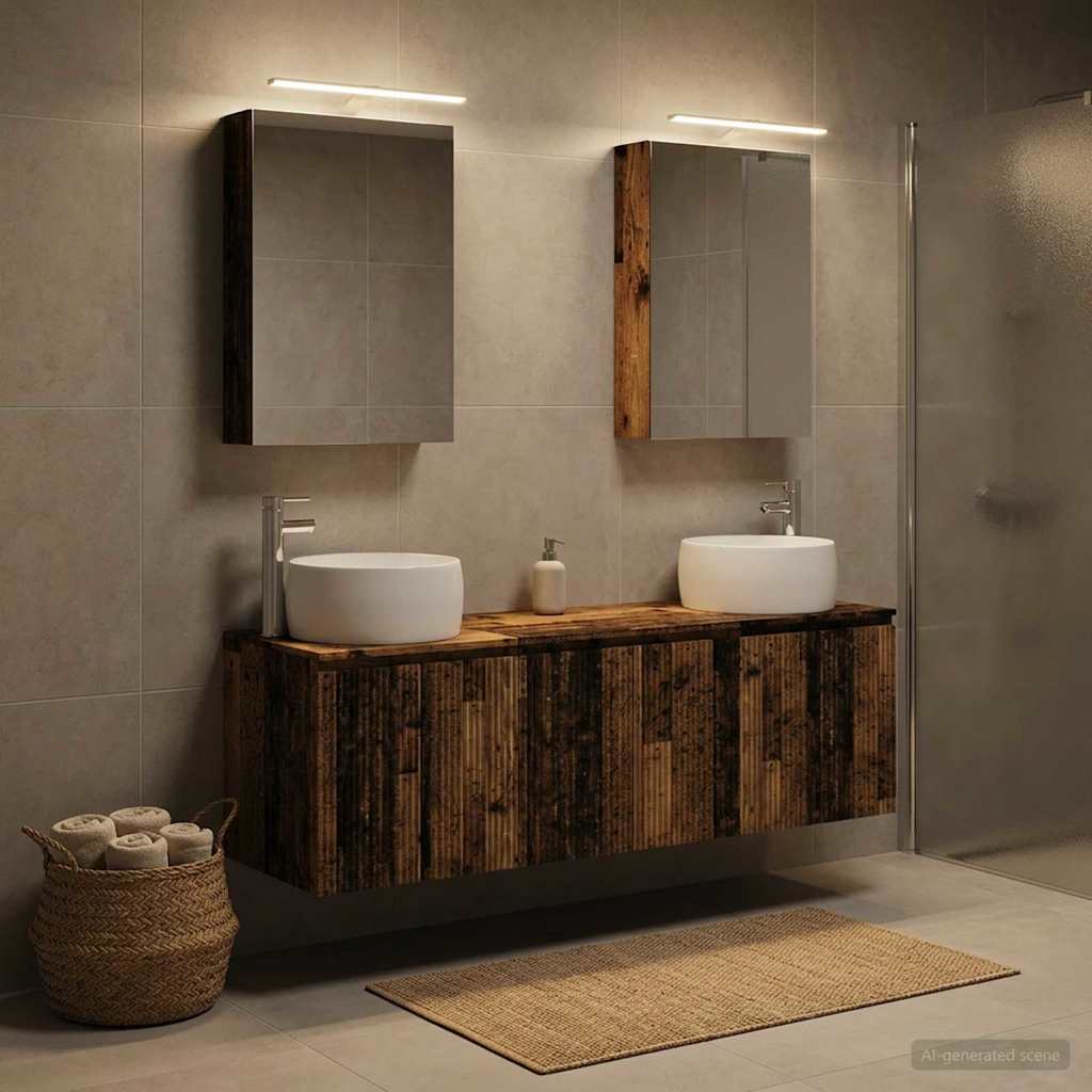 Bathroom Cabinet Set 5 pcs Reclaimed Wood Effect Wood Based Material