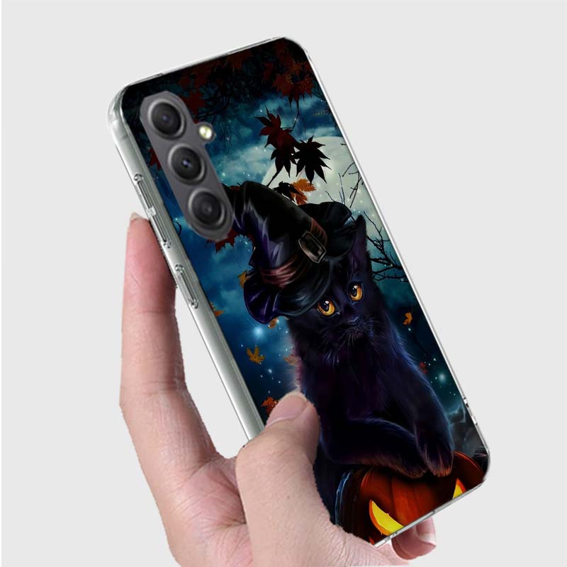 Halloween Magic Cat Phone Case for Samsung A16 A26 A36 A56 A17 A37 A57 A07 A06 A02S A03 A04S A05S Galaxy Note 20 10 A50S A71 A51