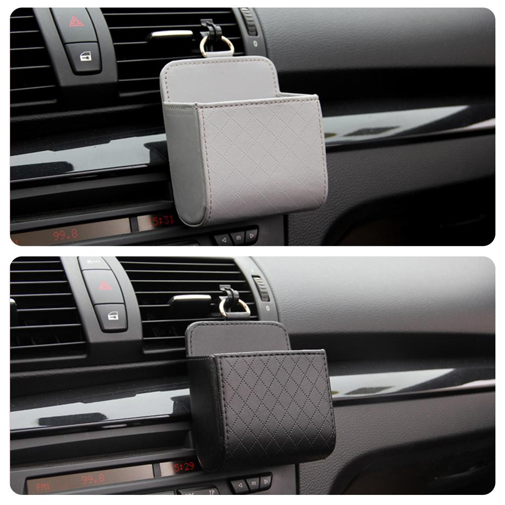 Car Airs Vent Storage Bag,Dashboard Tidy Hanging Leather Organizer Box,Glasses Phone Holder,Storage Organizer Car Accessorie