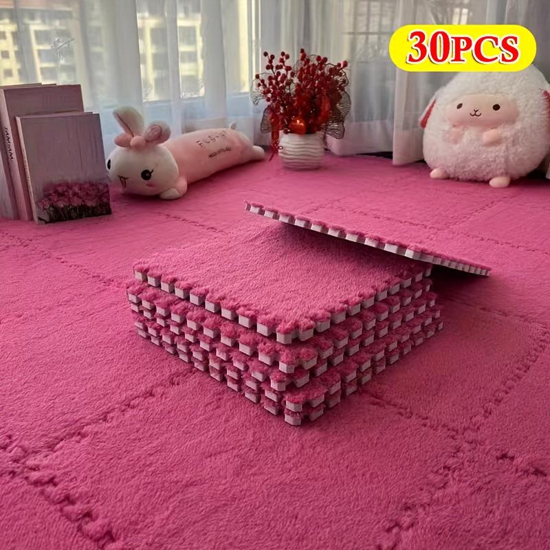 

Однотонный противоскользящий коврик для пола: Прочный, Устойчивый к грязи, Легко чистится, Индивидуальная посадка для дома и гостиной 30x30cm (Splicing Floor Mat) фуксия