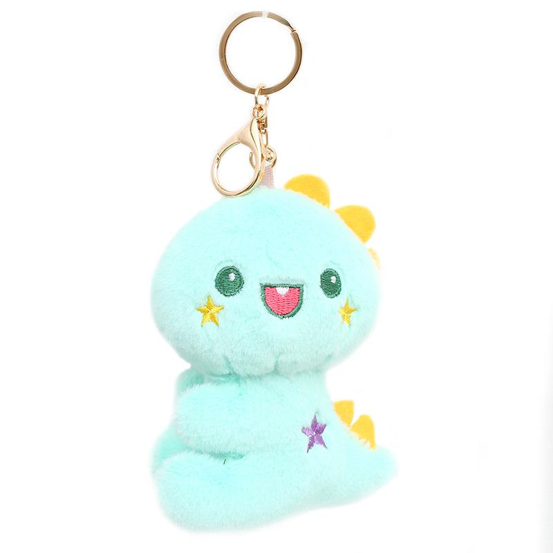 

Plush Dinosaur Cute Toy Keychain Fluffy Soft Pp Cotton Filled Ornament Bag Bean Green