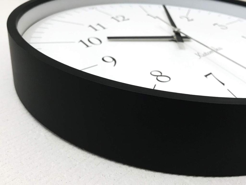 KATOMOKU Plywood Clock 18 Black Wall Clock with Continuous Second km-110BK Hand, 304mm (Radio-controlled)