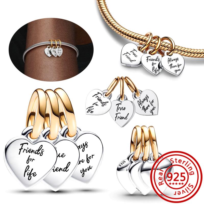 Fit Original Pantaro Charms Bracelet 925 copper Two-tone Heart Ring Mom Tree Bicycle Star Castle Candle Golden Beads DIY Zircon