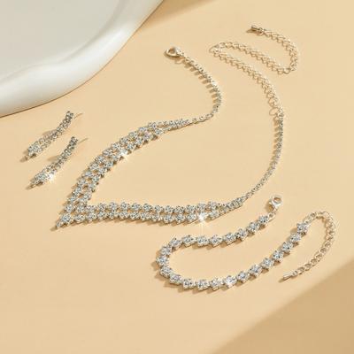 BLINGBAY Damen-Schmuckset, süß, romantisch, für Hochzeiten, Braut-Accessoires, Strasssteine, lässiges Armband, Halskette, Ohrringe-Set, moderner Damenschmuck, Geschenk