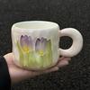 High-value Tulip Ceramic Mug with Lid Spoon As a Gift, Practical Cup for Girls, Birthday Gift for Girlfriends