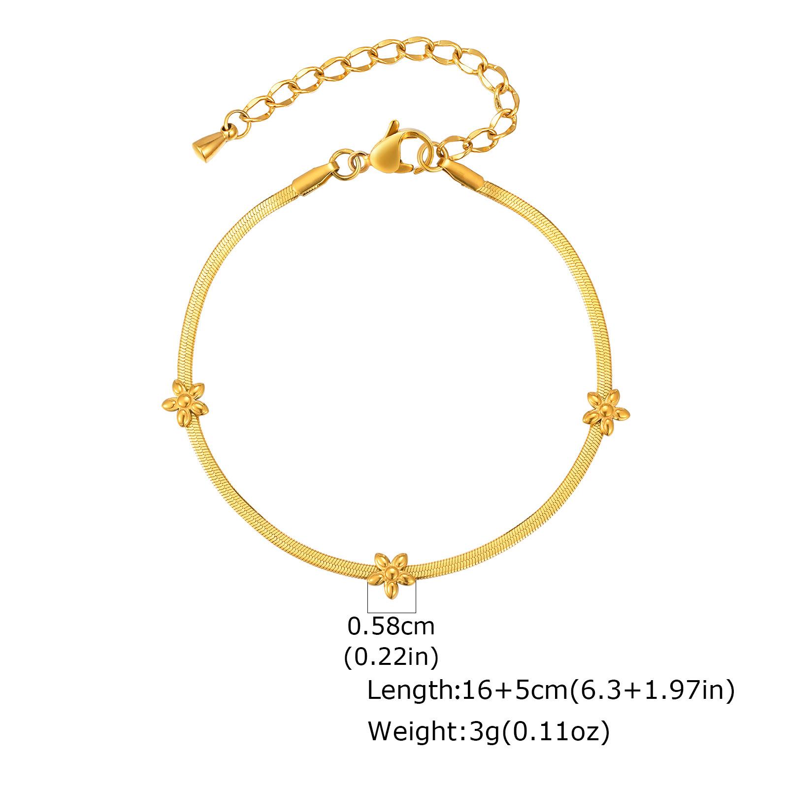 Accessories Fashion Stainless Steel Blade Chain Flower Gold Bracelet