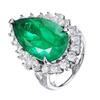 Inlaid Microdrop Pear-Shaped Synthetic Emerald Live Engagement Ring