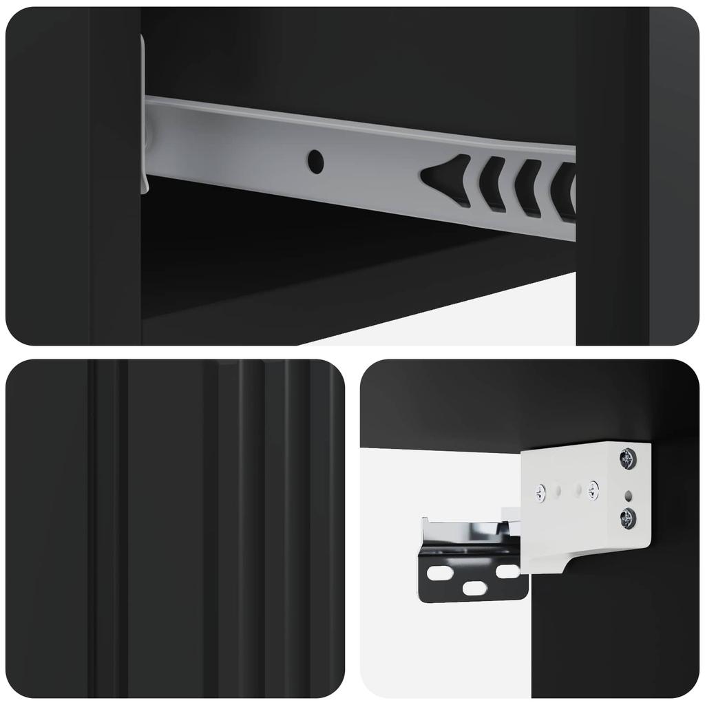 Wall Mounted Side Table Black 87.5 X 34.5 X 17 Cm