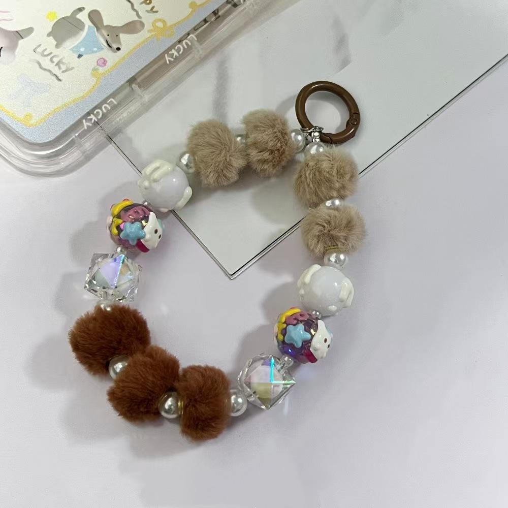 Autumn/Winter Plush Beaded Phone Charm & Earphone Case Pendant