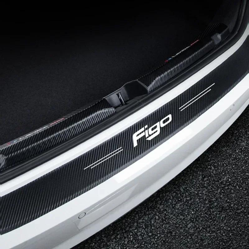 XJGE5 New Carbon Fiber Car Door Sill Sticker Threshold Side Anti Scratch Sticker For Ford Figo Logo Waterproof Decal Car Accessories