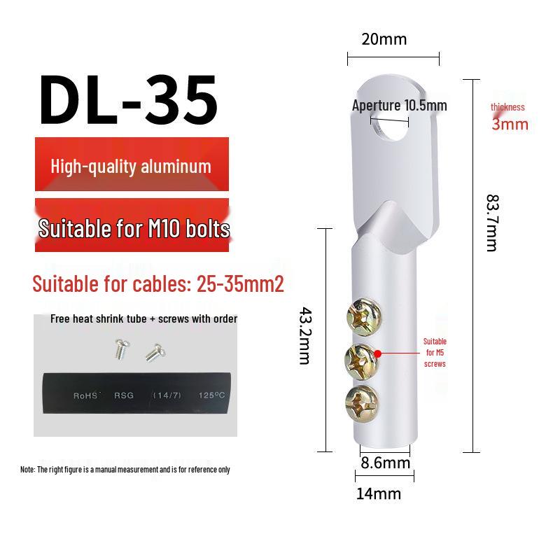 Pressure-Free DT/DL/DTL Copper-Aluminum Wire Lugs Screw Terminal Blocks Cable Connectors