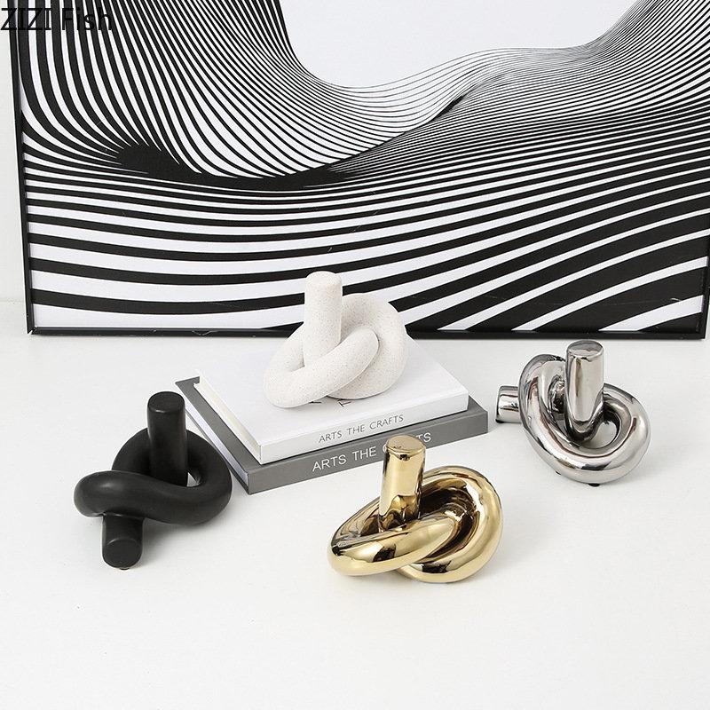 Creative Irregular Knot Ceramic Ornaments Desk Decoration Abstract Artwork Twist Crafts Sculpture Room Aesthetic Decor Statues