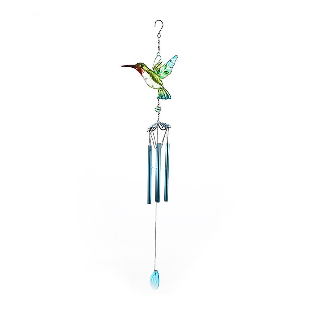 Wind Chime Hummingbirds Dragonflies Metal Glass Painted Crafts Hanging Pendants Bell Aluminum Pipe Home Courtyard Hanging Decors