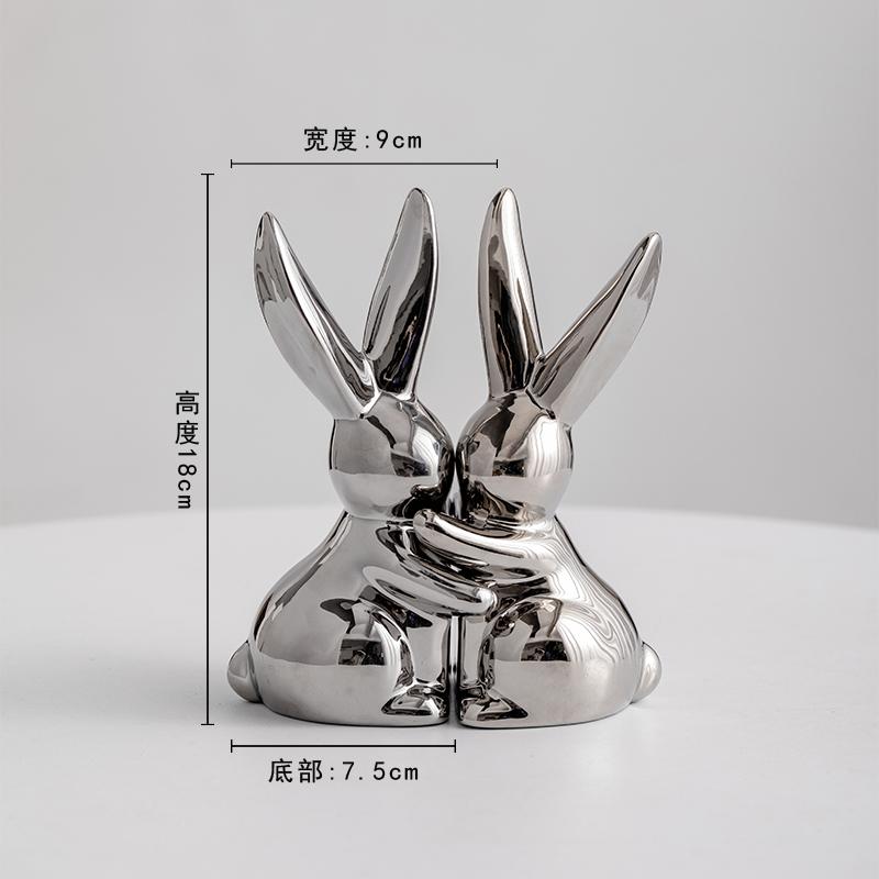 Creative Ceramic Figurines Chinese Minimalist Rabbit Sculpture Bookshelf Desktop Book Stand Decoration Ornament Home Decoration
