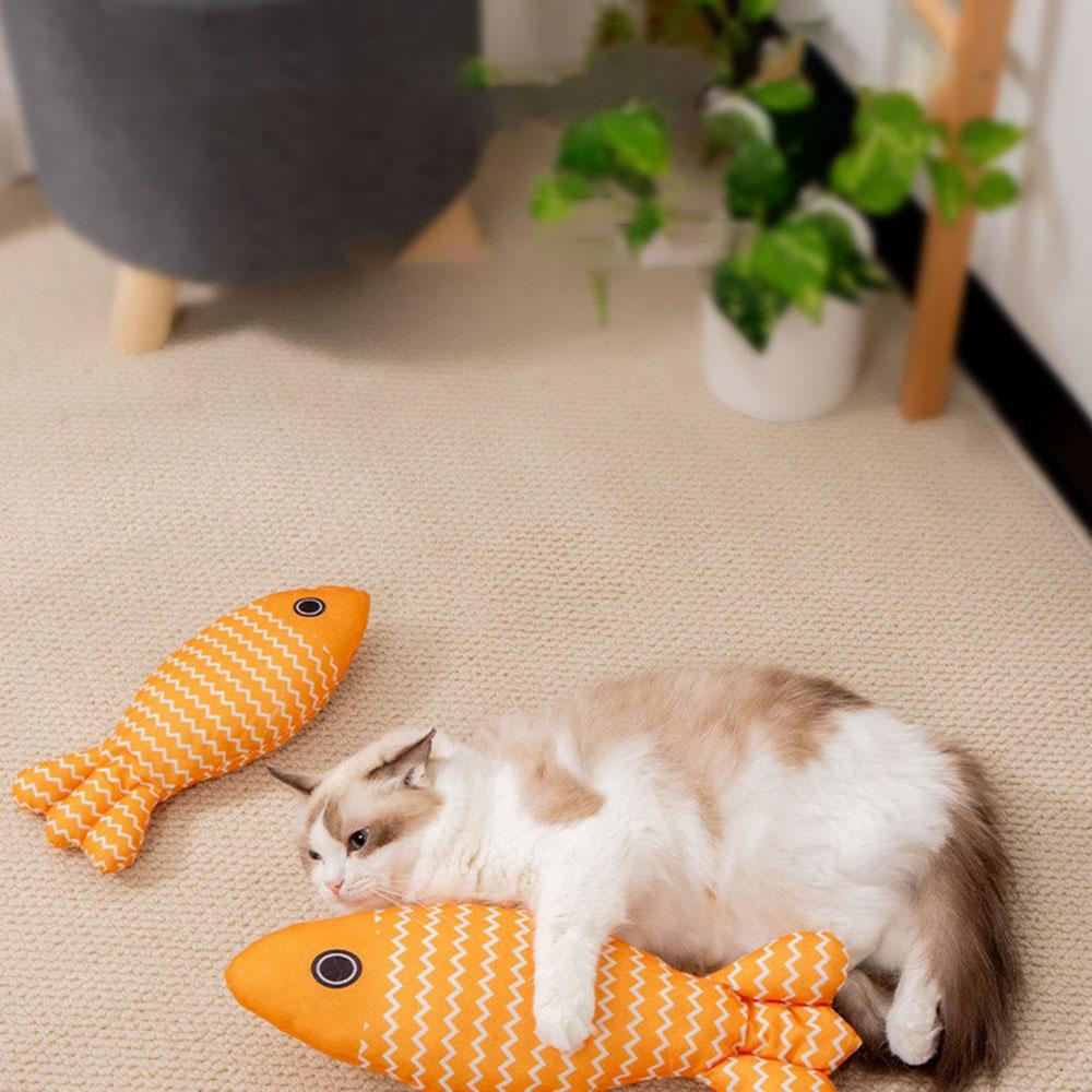 

Catnip Fish Cat Toy - Realistic Plush Chew Toy for Self-Play, Stress Relief, Scratch-Resistant Kitten Pet Supplies жовтий