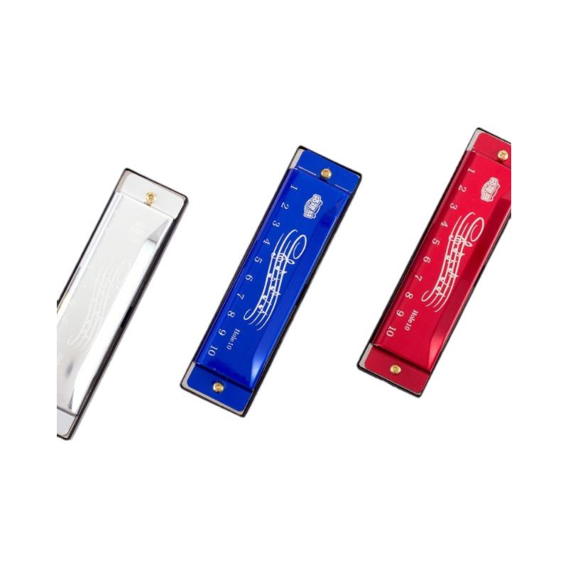 10-Loch Metallmundharmonika mit Etui - Perfekt für Unterricht, Auftritt und Begleitung