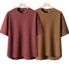 T-shirt Manches Courtes Lourd Uni Casual Homme, Col Rond, Coupe Ample, Grandes Tailles, Style Américain pour Printemps/Été