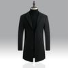 Autumn Men Trench Coat Solid Color Single Breasted Slim Fit Windproof Mid-length