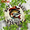 Round Metal Poster Wall Art Retro Fishing Bass for Cafe